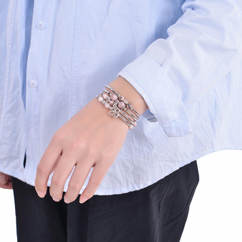 Bohemian Style Bead Winding Bracelets for Women Girls Multiple Layers Bead Flower Pendant Bracelet Trend Jewelry Christmas Gift