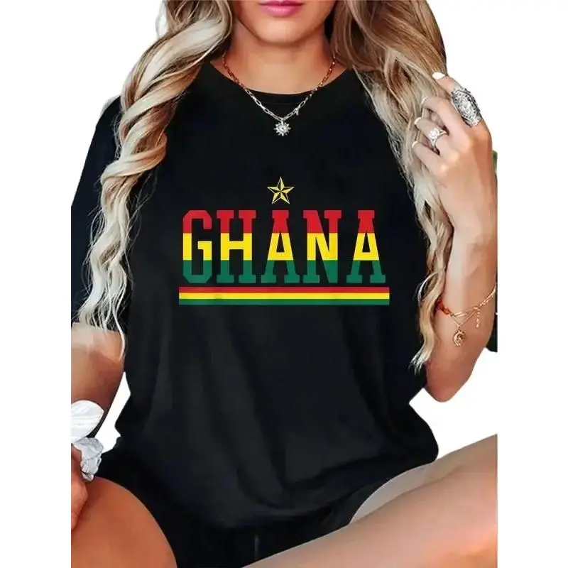 Ghana Graphic Print Sports Top - Soft, Everyday Fit T-Shirt, Ghanaian Flag Themed Gift, Prints, Tee, Shortsleeve, Casual, Comfortable, Cotton, Fashion, Crew Neck, Round Neck, Regular Fit, Machine Wash, Planet, Bottoms