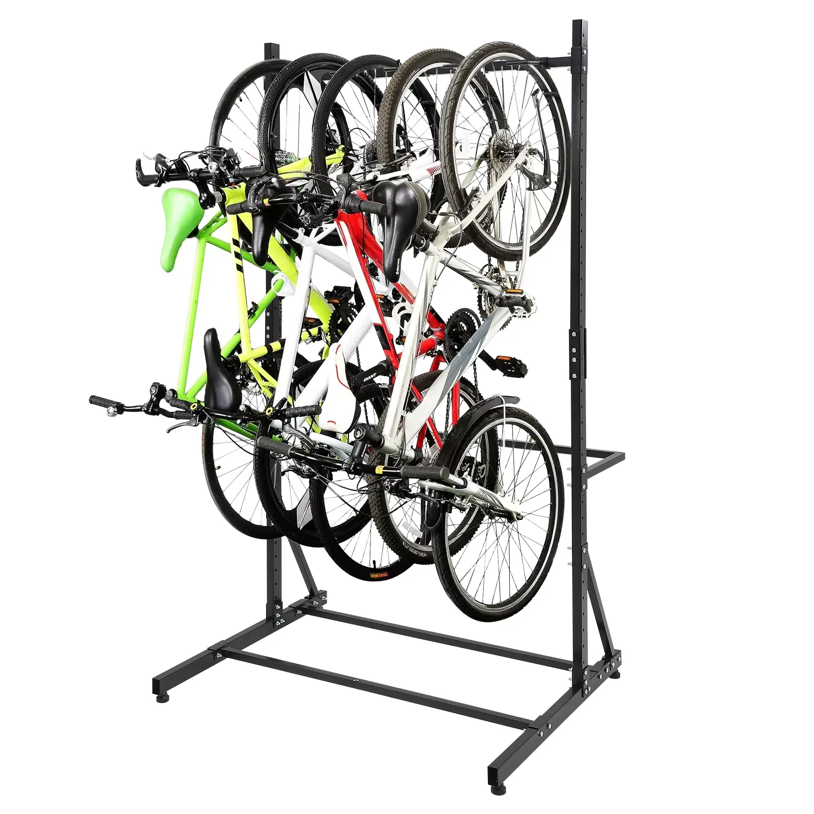 5-Tier Freestanding Cycling Bike Rack, 300LB Heavy-Duty Steel Storage Stand for Garage & Indoor/Outdoor Use, Space-Saving Vertical Organizer, No-Tools Assembly, Unisex