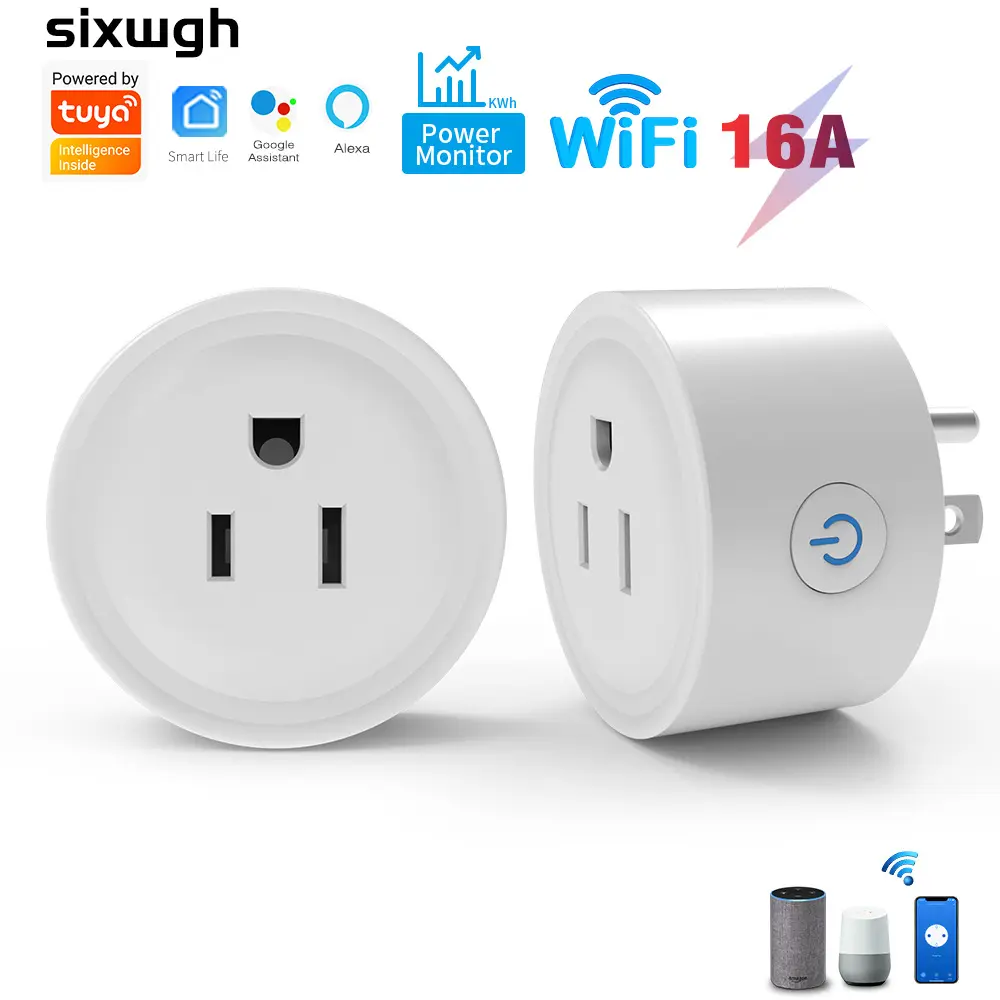 Smart socket, Wi-Fi enabled, with metering function, US standard plug, Tuya Zigbee, smart voice control, and mobile phone timer function