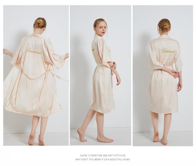 Women Kimono Bathrobe Gown Sexy Sleepwear Satin Home Clothing Intimate Lingerie Casual Bride Bridesmaid Wedding Gift Nightgown