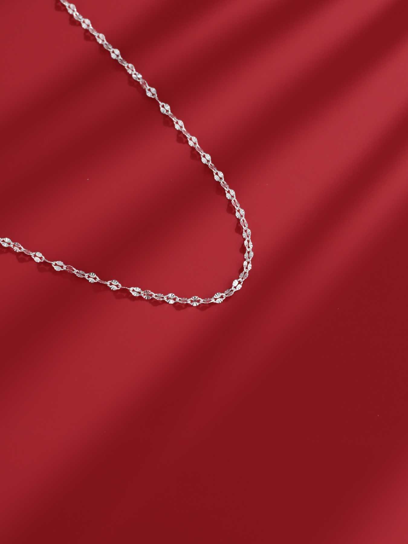 S999 Sterling Silver Simple Necklace, Minimalist Sparkling Necklace, Fashion Jewelry Accessories for Women As Gift