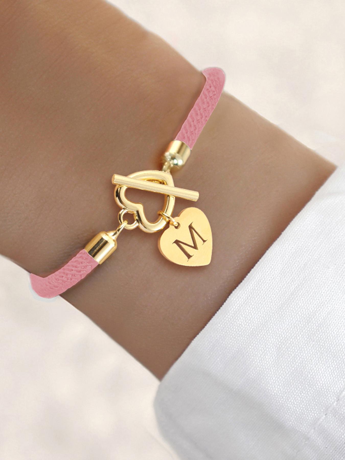 Heart & Letter Design Charm Bracelet, Adjustable Rope Bracelet for Women & Girls, Elegant All-match Fashion Jewelry for Daily Decor, Fashion Modern Accessories, Adjustable Slider Bracelets