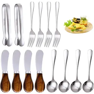 14 Pcs Charcuterie Accessories Cheese Spreaders for Charcuterie Board Mini Serving Spoons Forks and Mini Serving Tongs Charcuterie Utensils for Butter Cheese and Pastry Making
