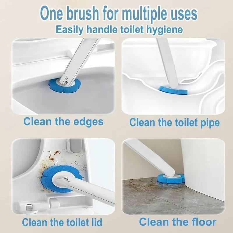 One-Use Toilet Cleaning Set, Includes 54/24 Replacement Brush Heads, Toilet Bowl Cleaner, Sink Cleaning System, Bathtub Drain Plug, Toilet Wand