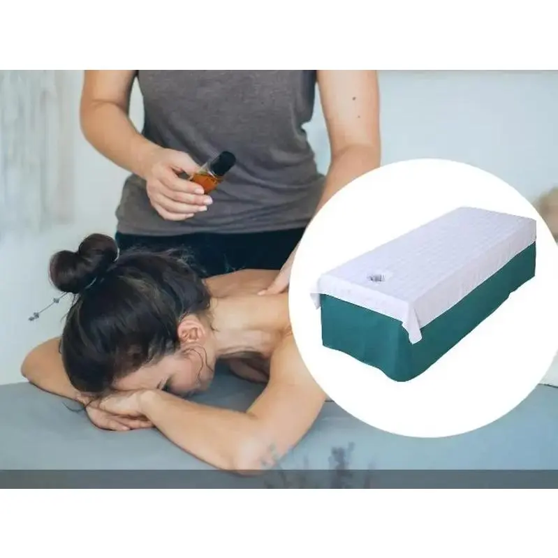 Massage bed sheet sets, massage bed sheets, ideal spa experience, hygienic solution, massage bed cover, massage mattress cover (Soft cotton, 2 bedside pillow pads + 1 massage bed sheet)