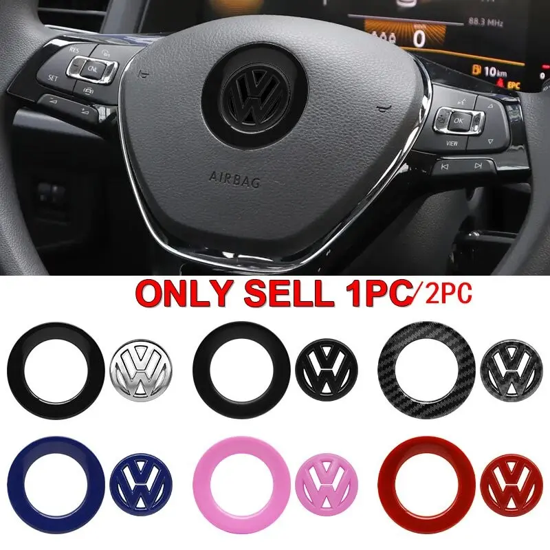 Emblems For VOLKSWAGEN VW 40mm 61mm ABS Car Steering Wheel Emblem Sticker Car Accessories Interior For Volkswagen VW GTI Polo Golf Caddy Jetta Sharan Pas