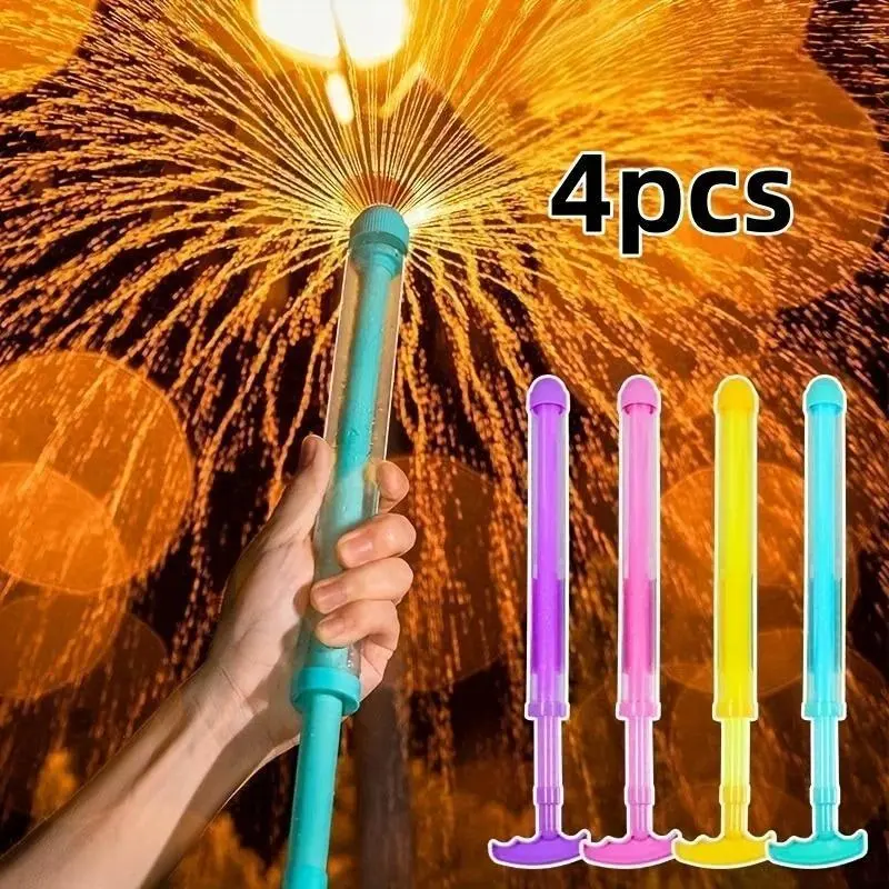 4pcs Colorful Fireworks Outdoor Water Sprinkler Toy - Sturdy Structure, Unisex Children's Stress Relief Game, for Parties, Romantic Celebrations