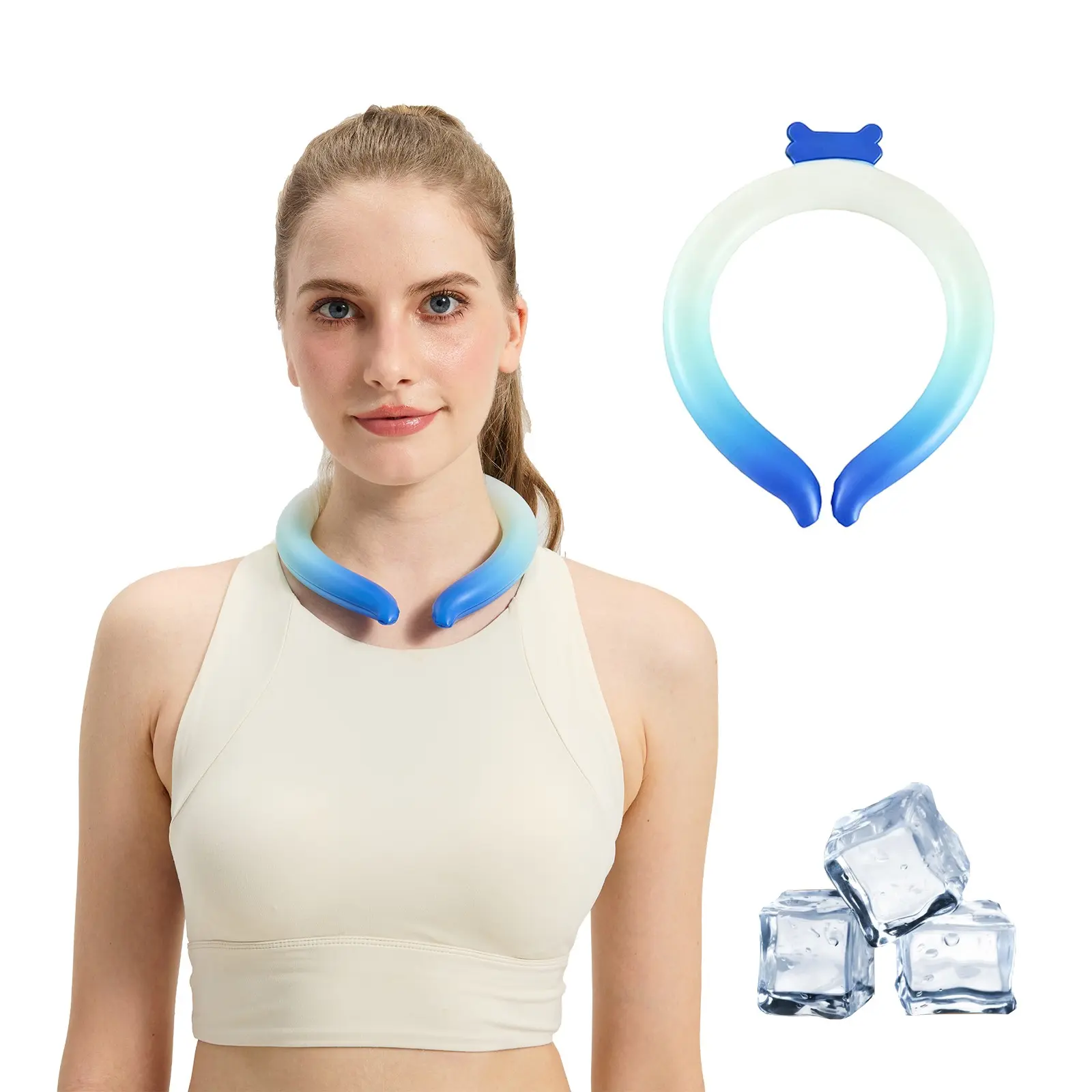 Neck Cooling Tube with Cold Insulated Bag, Reusable Ice Neck Ring, Wearable Body Cooler for Summer Heat, Mosquito-Repellent Scent
