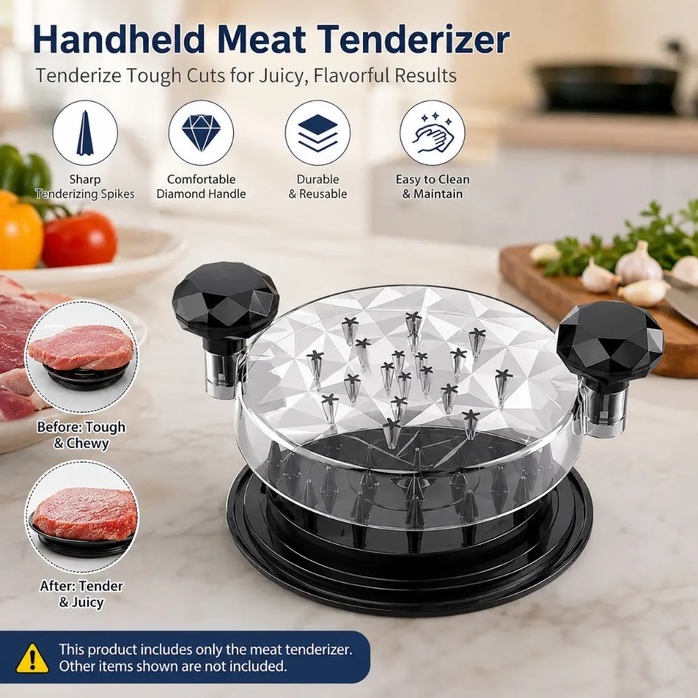 Multi-Purpose Rotating Meat Shredder Container with Sharp Spikes, Manual Chicken Shredding Bowl, Durable Plastic Shred Tool for Turkey Beef Pulled Pork, Anti-slip Handle Design Easy to Clean Kitchen Prep Accessory