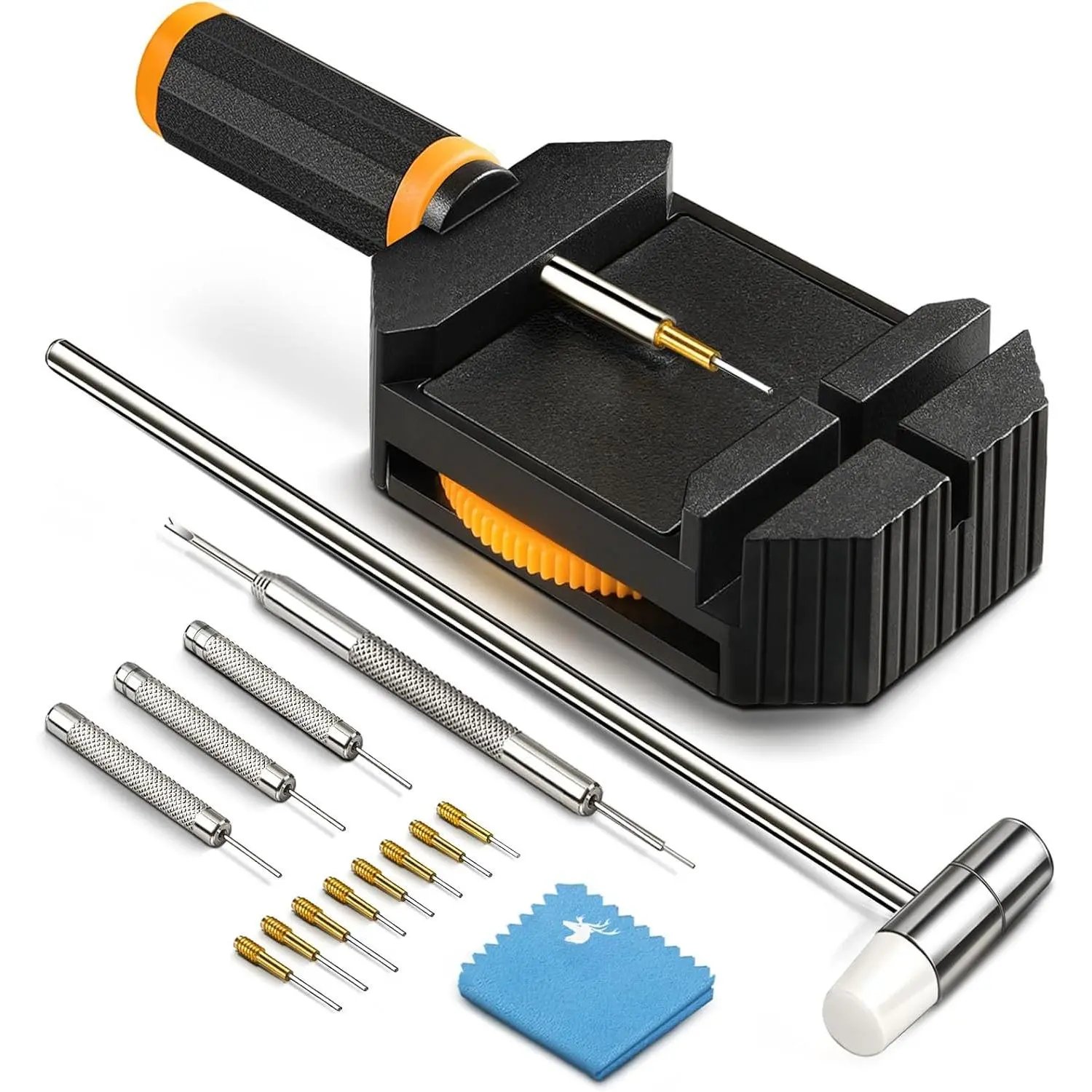 Watch Link Removal Kit, Resizing Tool for Bracelet Adjustment & , Pin Remover for Sizing Strap, Watch Adjuster, Hammer for Watch Repair, Adjust Band, with User Manual, Punches