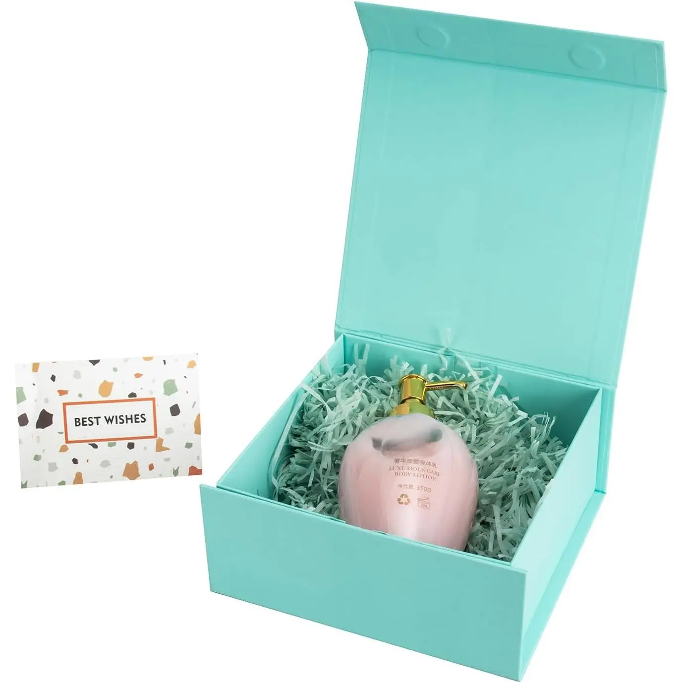 Boxes with , 7.4x7.0x3.2 Inch Small Auqa Blue   Box with Card, Small Collapsible Boxes for Birthday Party Bridesmaid Christmas Presents