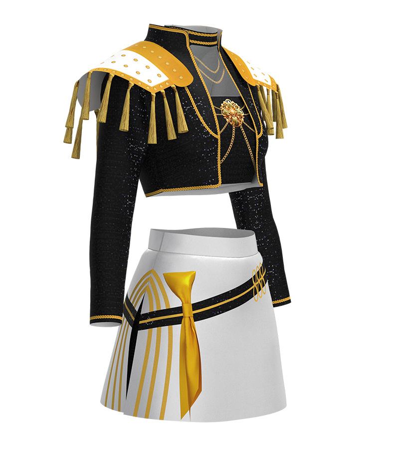K-Pop Demon Slayer Cosplay Costume Anime Two-Dimensional Stage Performance Costume Zoe Rumi Cosplay Outfit KPop Demon Hunter Costume 2-Piece Set: Halloween Embroidered Jacket and Plaid Skirt, Dance Performance (All Patterns Are Printed) Womenswear Clothes