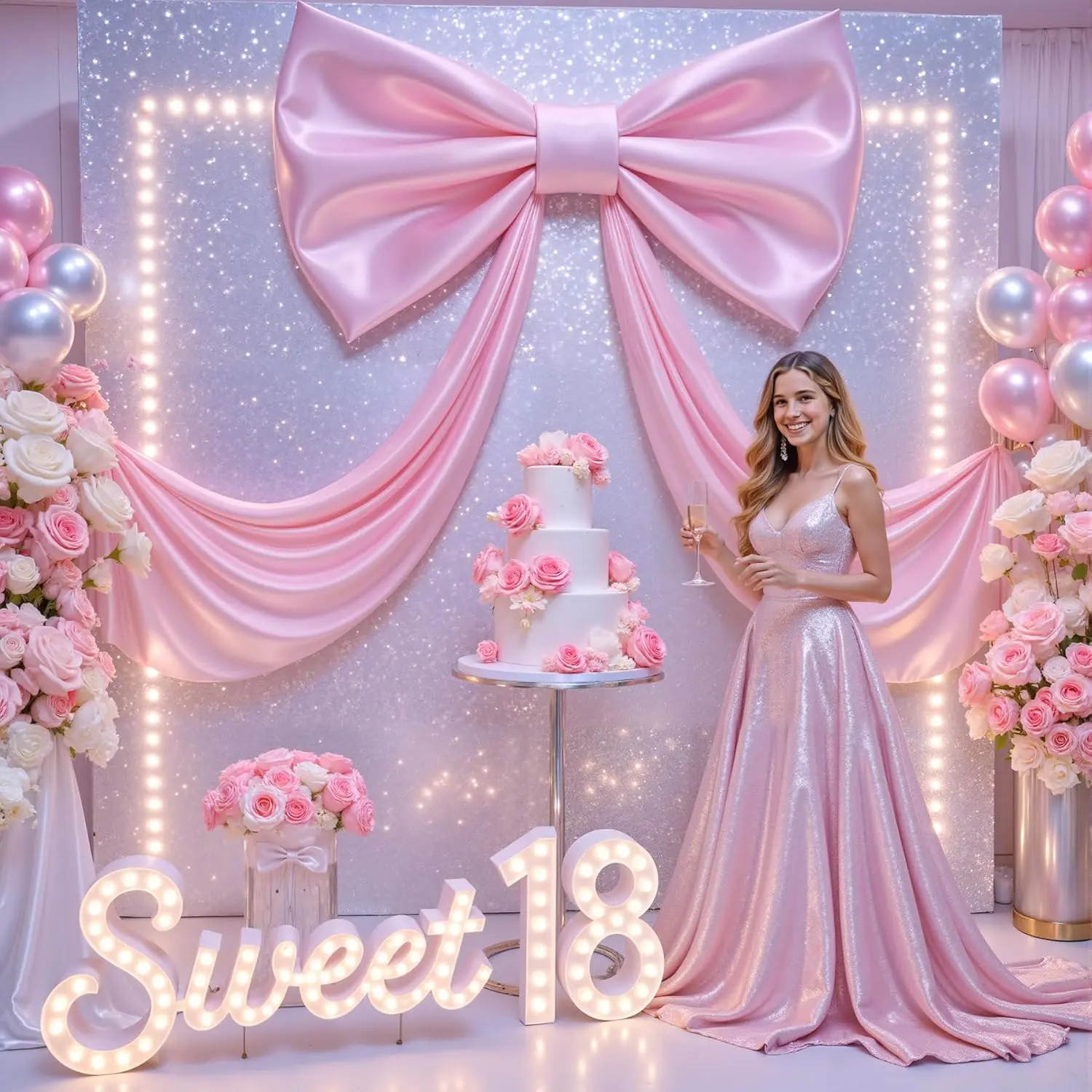 Big  Bow Backdrop Party Decorations  Bow Decor 48x24x120 Inches Giant Bow Birthday Party Backdrop for Wedding  Shower Bridal Shower Photography  Room Decor