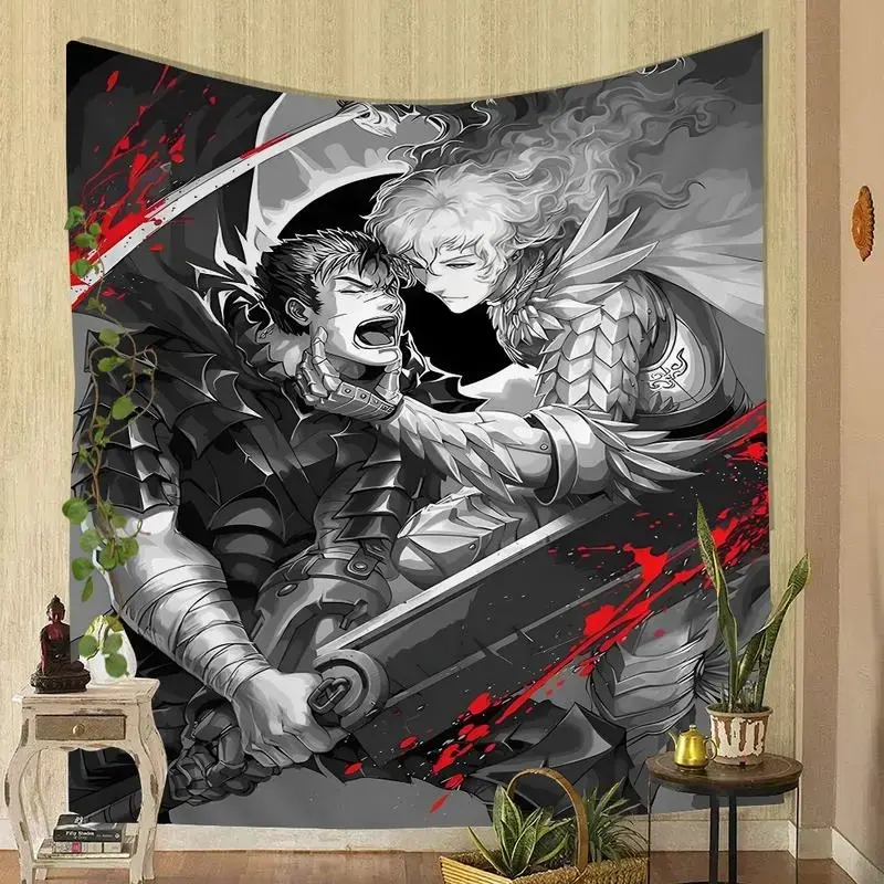 Berserk Japanese Anime Printed Large Durable Decorative Tapestry, Home Supplies for Indoors Room Decorations, Art Decoration Wall Accent