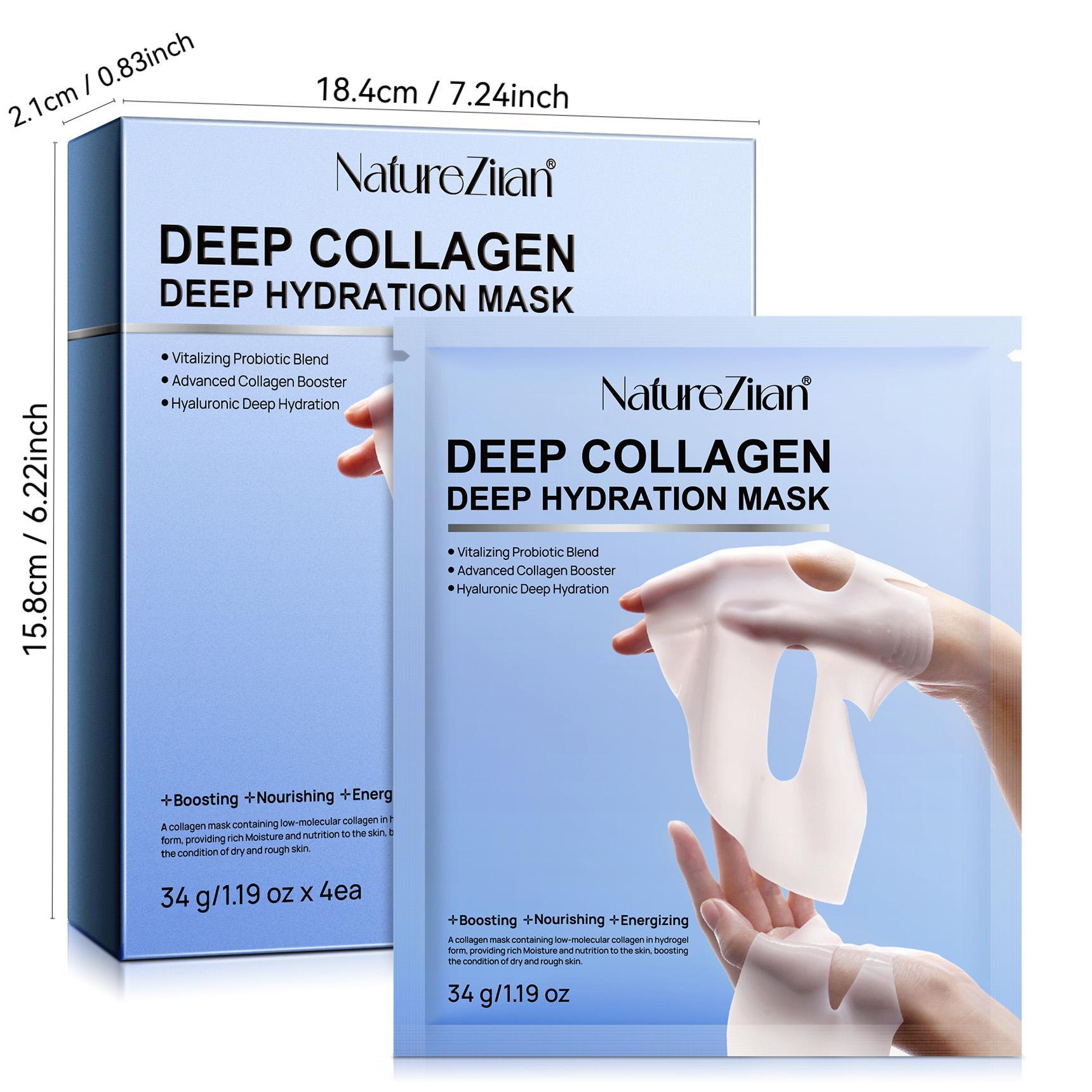 NatureZiran Deep COLLAGEN DEEP HYDRATION MASK 4 Packs, Daily skin care mask, deep moisturising and hydrating, suitable for all skin types