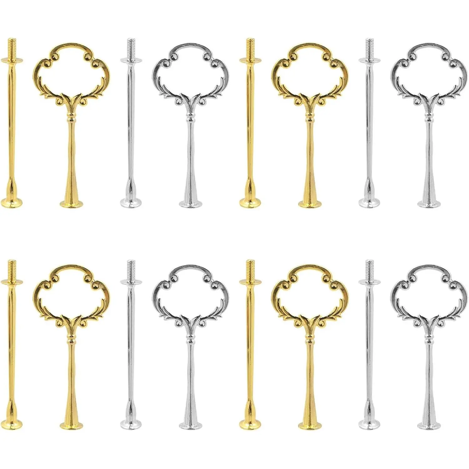 2-Tier Cake Stand Hardware Kit – 8 count Flower Design Tray Fittings for DIY Wedding Cake Stands | Includes  &  Cake Stand Holders for Party Buffets, Showcases &  Decor