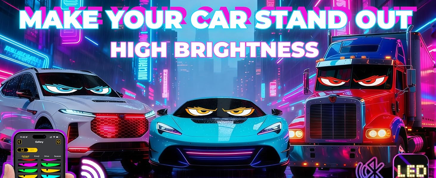 Devil's Eye Light - Upgrade Programmable Dynamic Led Display with Remote + APP Dual Control, Custom Text, Animations & Graphics for Trucks/RV (Trucks/RV)