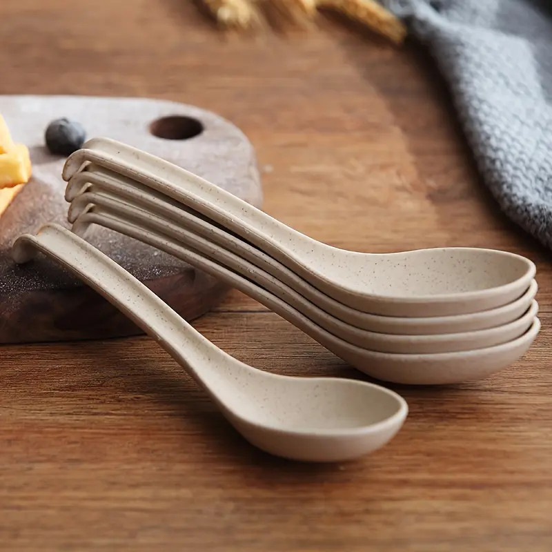 10pcs Premium Plastic Spoons - Extra-Length Handle for Easy Serving, Versatile Noodle & Soup Spoon, Heat-Resistant, Perfect for Restaurants, Food Trucks & Fast-Casual Dining