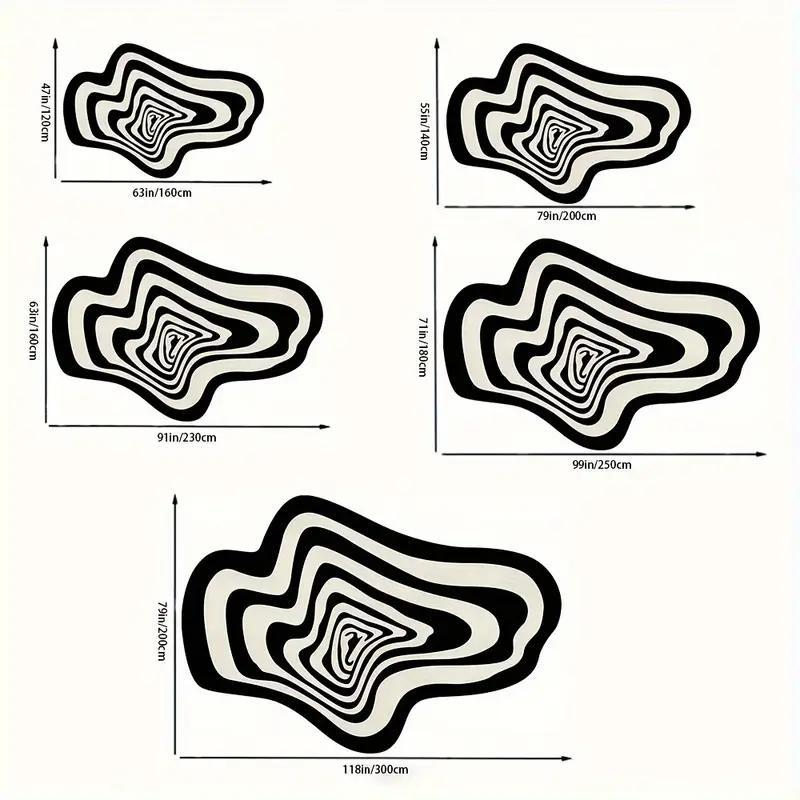 Irregular 3D Visual Pattern Rug, Modern Abstract Rug, Black and White Pattern Area Rug, Stylish Soft Plush Floor Mat, Home Decor, Laundry Room Machine Washable Floor Mat