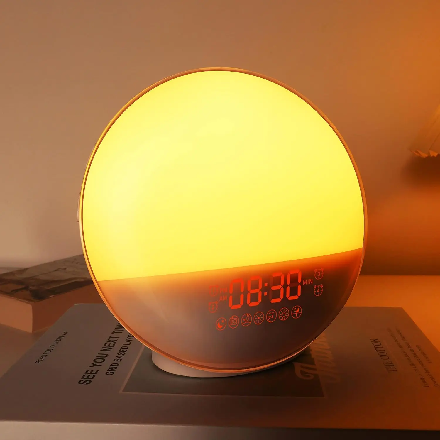 Sunrise Alarm Clock for Heavy Sleepers - Home Decor Bedroom Decor Wake Up Light with Sunrise/Sunset Simulation, 7 Colors Night Light, Alarms, Sounds, Snooze, Sleep Aid, FM Radio