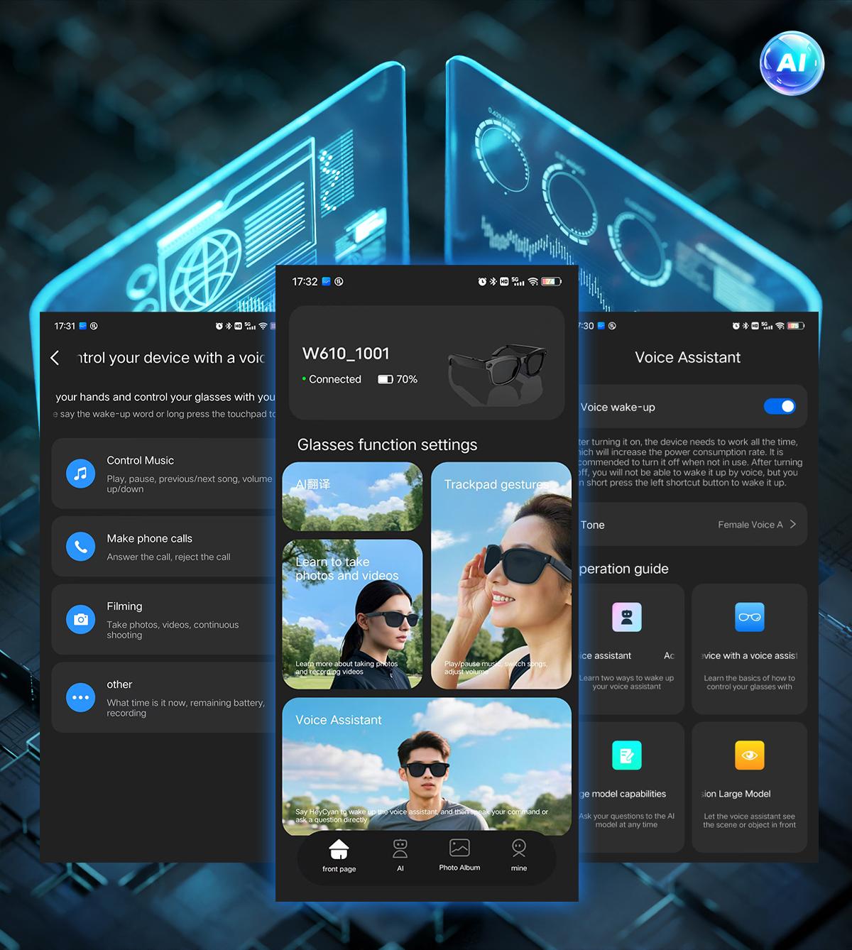 2026 New Upgrade Smart glasses  Bluetooth Camera Sunglasses with Voice Assistant Video Recording AI Photo Recognition  Call Translation   Men Women