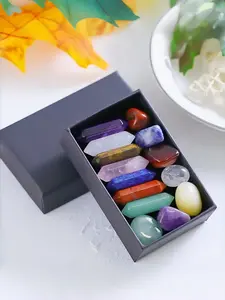 Double-Ended Crystal Stone Box, Natural Crystal 7 Chakra Set, Hexagonal Quartz Gemstone Bedroom Decor, Natural Amethyst, Unique Gift Box Design