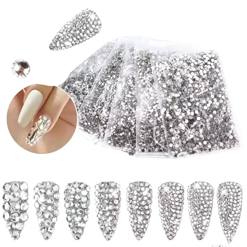 Silver Color Rhinestone Decoration Set, Mixed Sizes [2-6mm], 5 Pack, Jelly Resin Gems, Handmade for Nail Art, DIY Face Makeup, Nail Charms