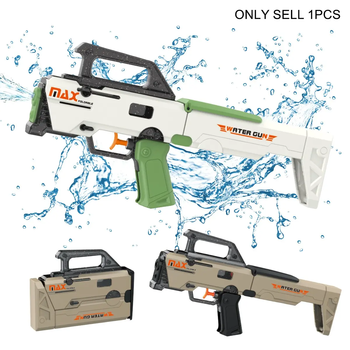 2-in-1 folding water gun toy with 200ml large capacity water storage and powerful long-range spraying power. Suitable for both children and adults, it is the best outdoor water toy for parties, beach days, and birthday surprise gifts Water Squirt Guns