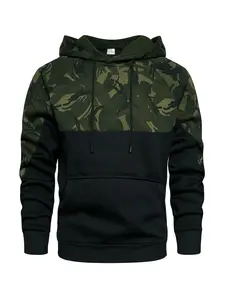 Y2K Military Camouflage Patchwork Sweatshirt, Loose Fit Pullover, Hardcore Workwear Style, Daily Outdoor Fishing Hiking Top