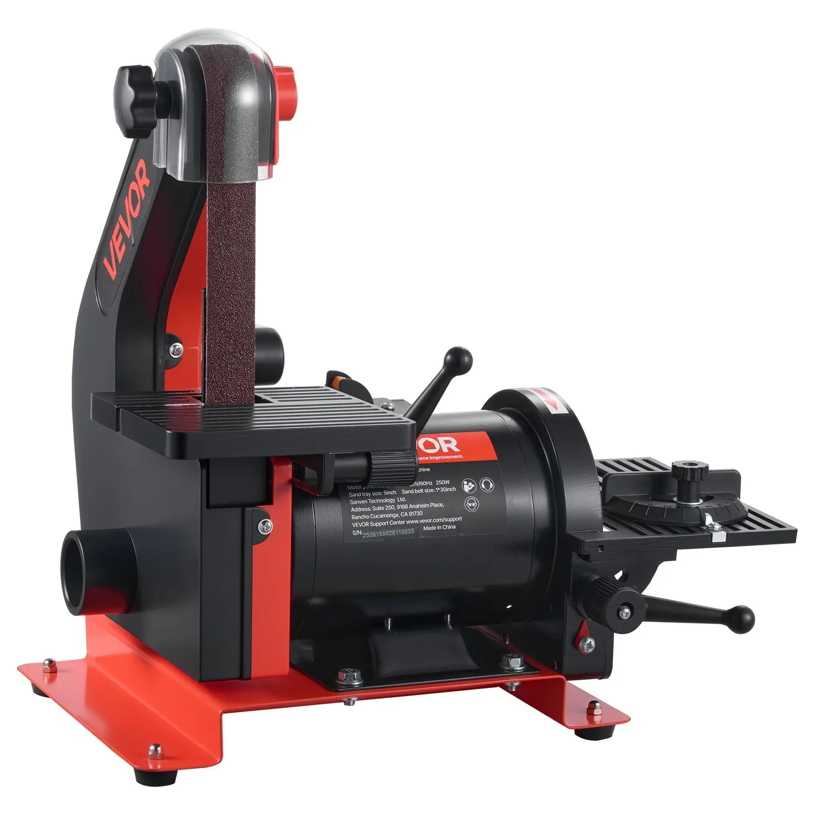 VEVOR 5" Disc Sander 1" x 30" Belt Sander, 250W Benchtop Belt Disc Sanders Combo with 0 - 45 Adjustable Worktable Dust Collection Ports for Woodworking, Furniture Refinishing, DIY Crafting