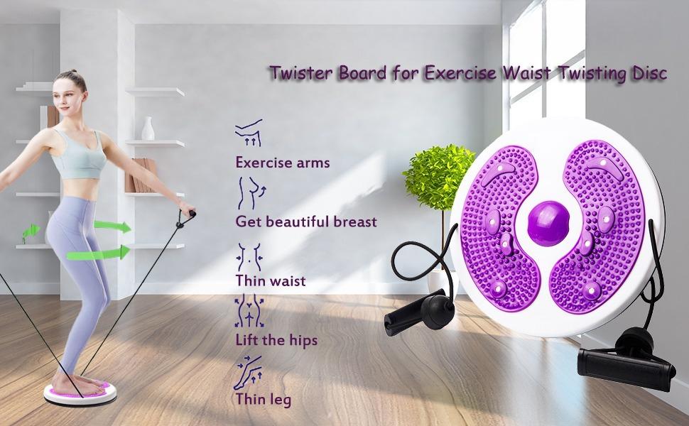 Adjustable Ab Twist Waist Disc Board with Handles – Waist Slimming Balance Rotating Disc with Foot Massage for Arms, Hips & Thighs