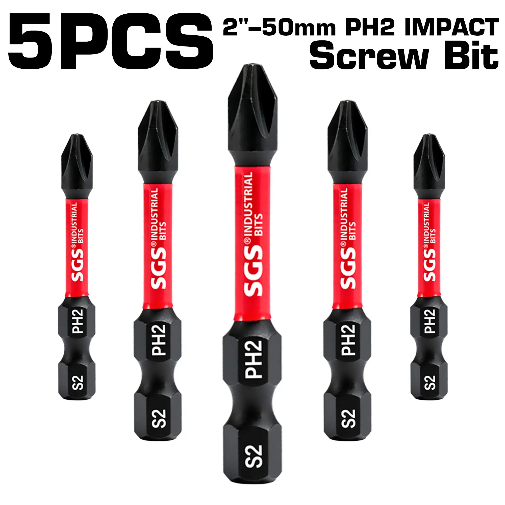 Industrial Grade S2 Steel PH2 Phillips Bits, 50mm Short, 5/10/20pcs Available, Hardened Magnetic, Impact & Wear Resistant for Repair & Installation