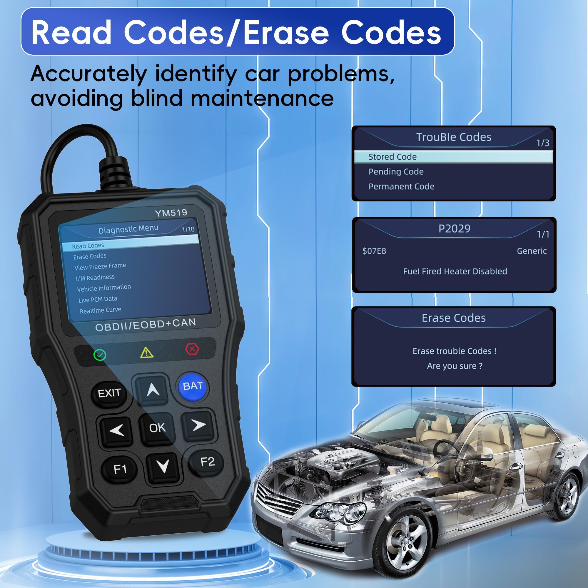 Professional OBD2 Scanner Diagnostic Tool, Automotive Diagnostic Tool, Enhanced Check Engine Code Reader with Reset, Car Code Readers & Scan Tools for All OBDII/EOBD Vehicles After 1996