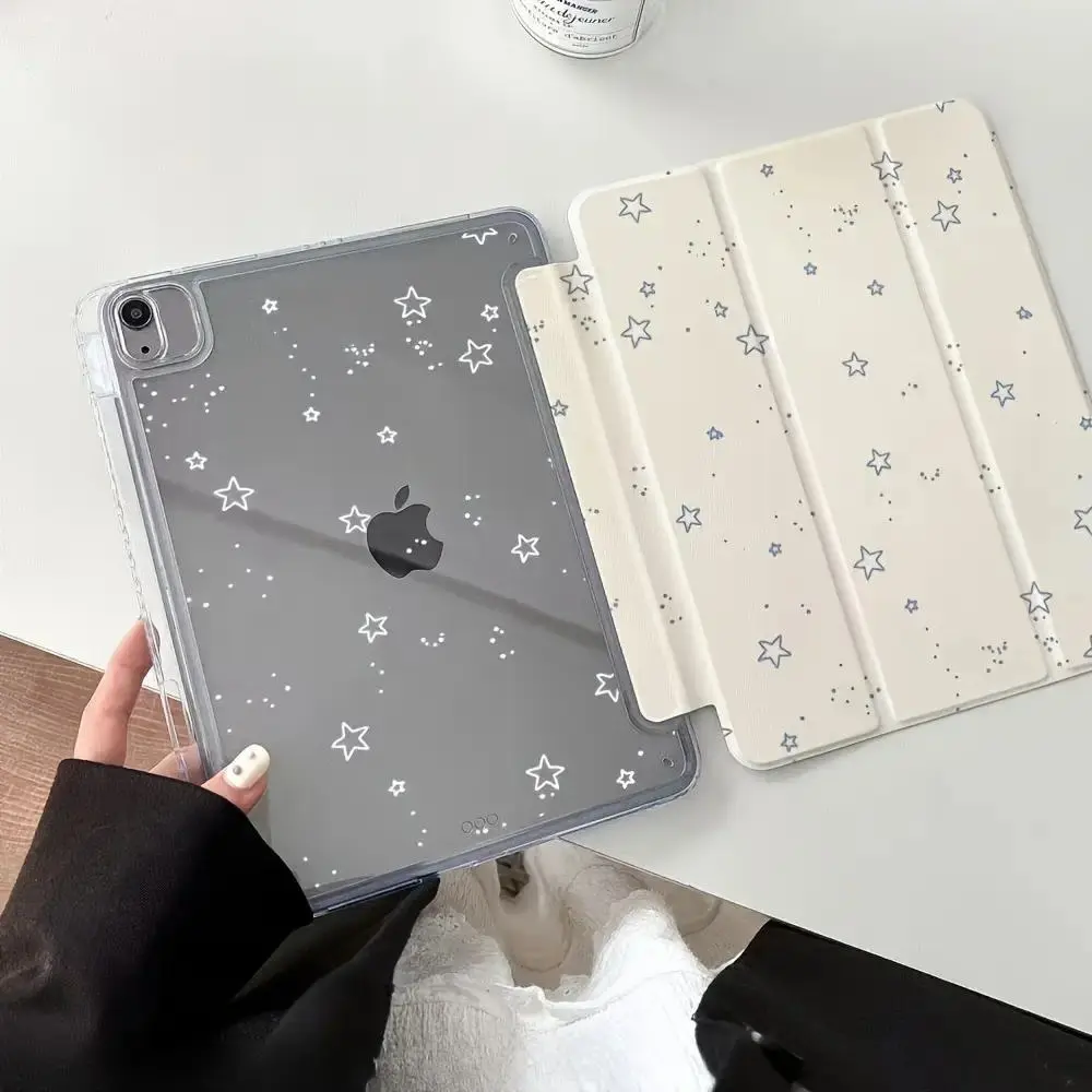 five pointed star and scattered speck pattern iPad series protective case. Made of TPU material with automatic sleep/wake function Suitable for iPad series tablets.