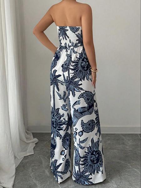Women's All Over Print Jumpsuit, Elegant Fashion Casual Jumpsuit for Daily Outdoor Wear, Women's Jumpsuits for Summer