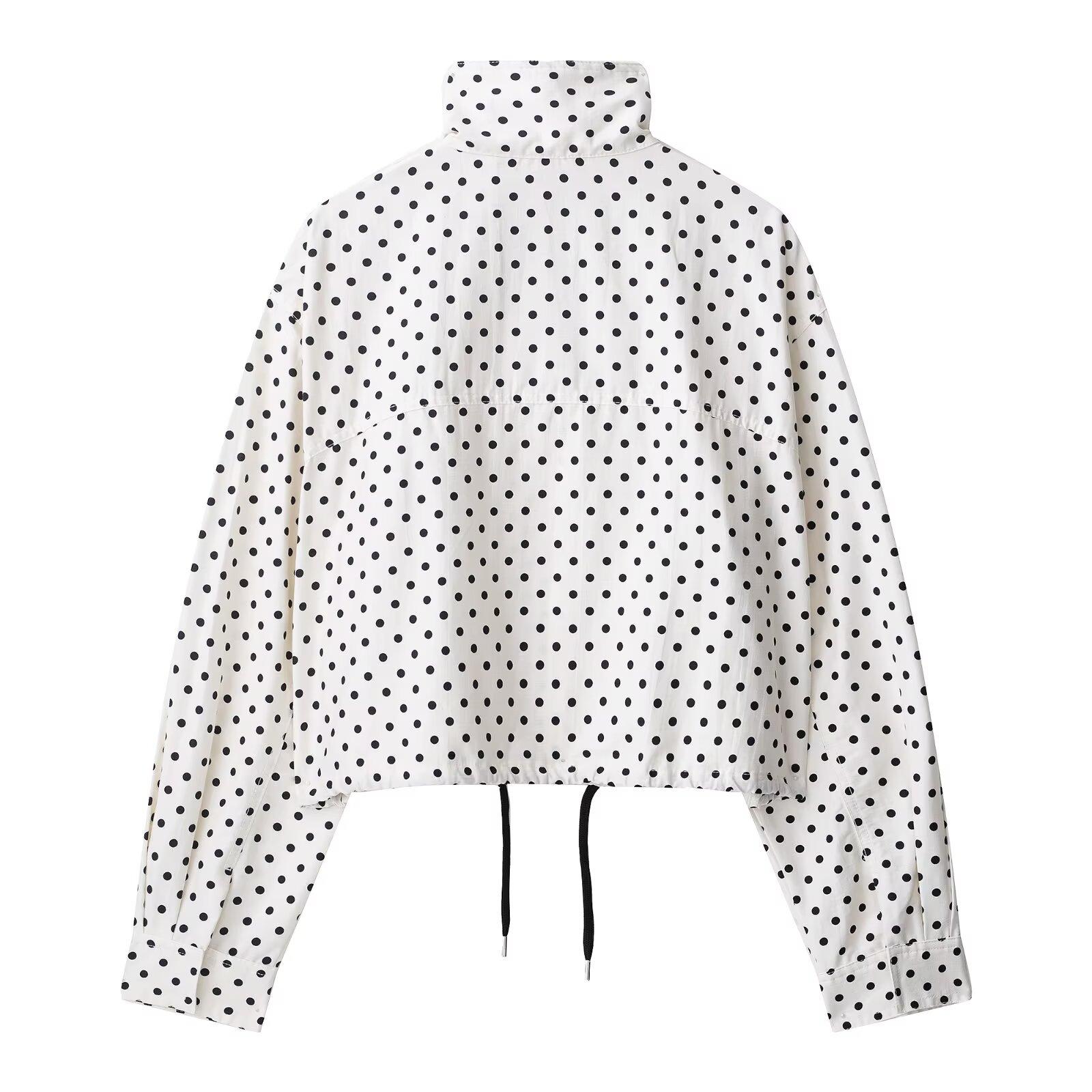 New Summer Women's Polka Dot Blazer, Y2K Street Style Casual Spot Design, Fashionable Long-Sleeved Top