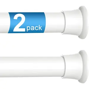 2pack Tension Curtain Rod 30 to 62 Inch, White Spring Tension Curtain Rod Adjustable Expandable Curtain Rod No Drilling, Spring  Curtain Rods for Windows, Bedroom, Doorway Door, Closet