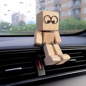 Shaking Wooden Man, Shaking Wooden ManFigurine for Car Dashboard, Handmade Trembling Leg Puppet Decoration - A cute little addition to your car Handmade ShakFeet Woodens Doll, Funny Cars OrnamentsWood Desktop Decor, feminine accessories