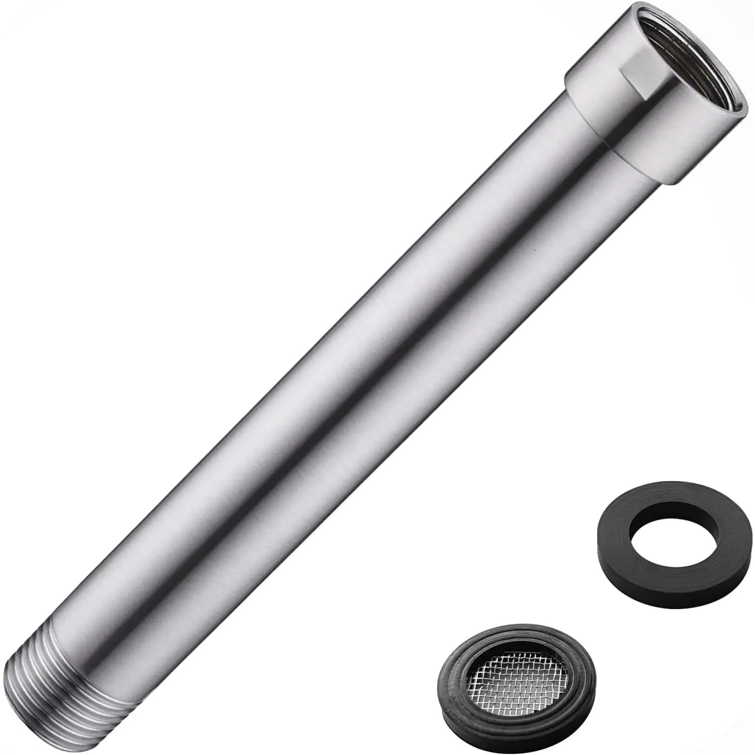 6-Inch Stainless Steel Shower Arm Extender, High Flow Rate Straight Extension Arm for Rainfall & Handheld Shower Combo, 1/2-Inch Female to Male NPT, Brushed Nickel with Included Parts