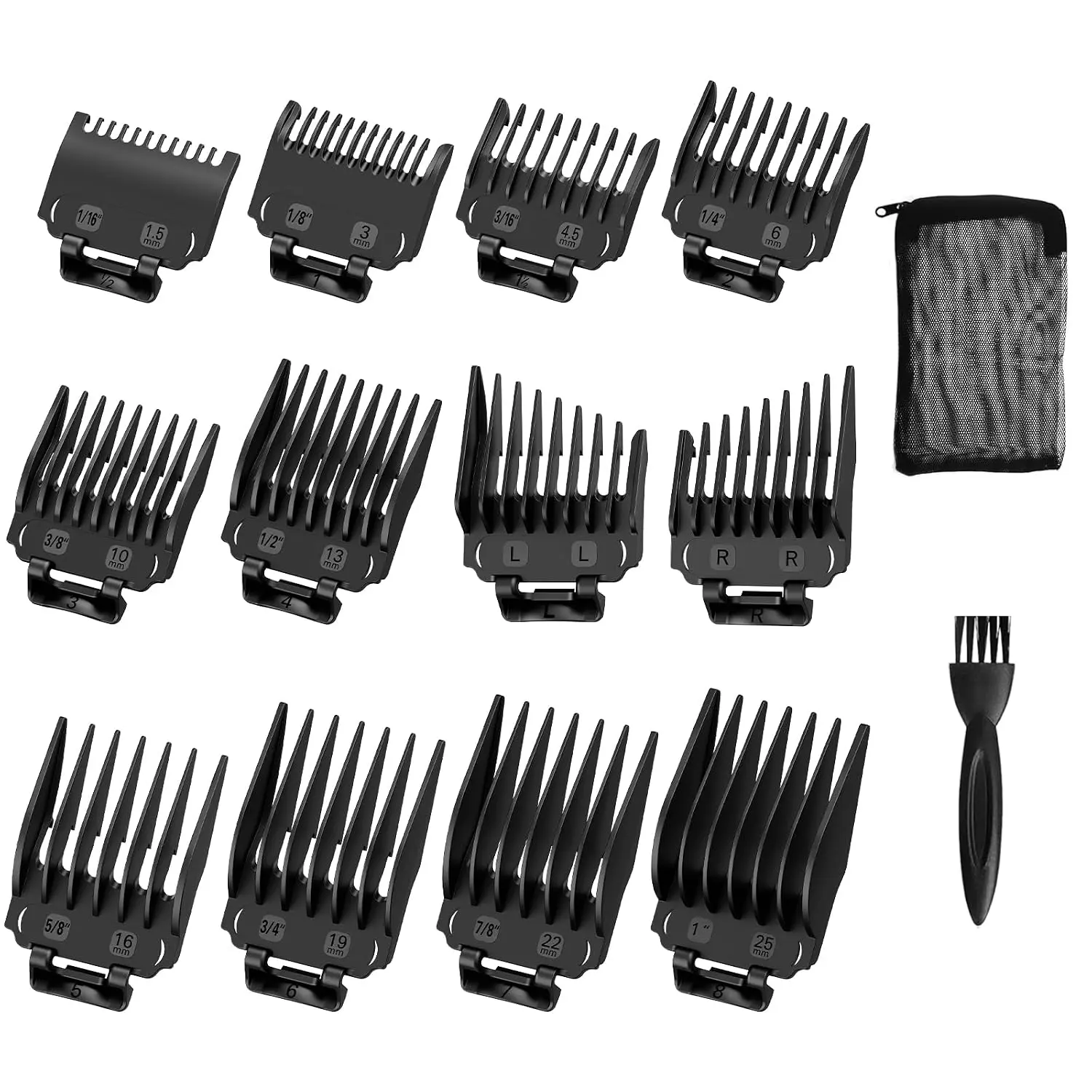 2 Pack  for  Clipper Guards Set, Guide Comb Attachment 1/16" (1.5 mm) Compatible with  1/2 Clipper Guard, Black