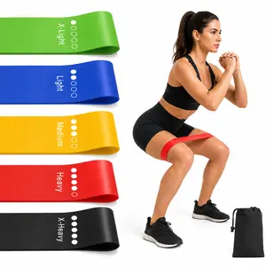 Durable Portable 5-Pack Elastic Resistance Loop Bands, Stretch Flexbands for Leg & Booty Shaping, Yoga Pilates & Physical Therapy Recovery Training