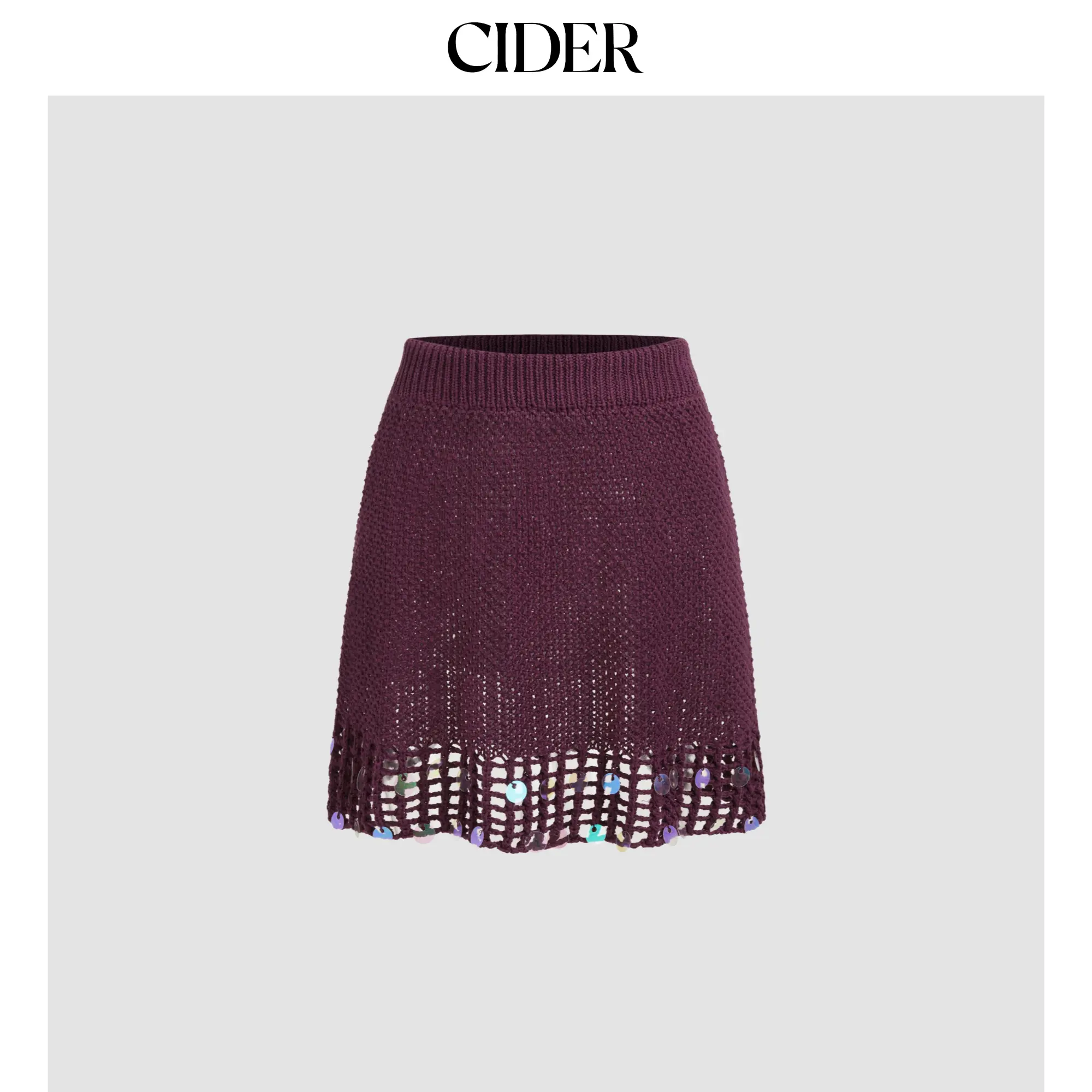 Cider [size 2-10] High Rise Sequin Knitted Mini Skirt SohoChic