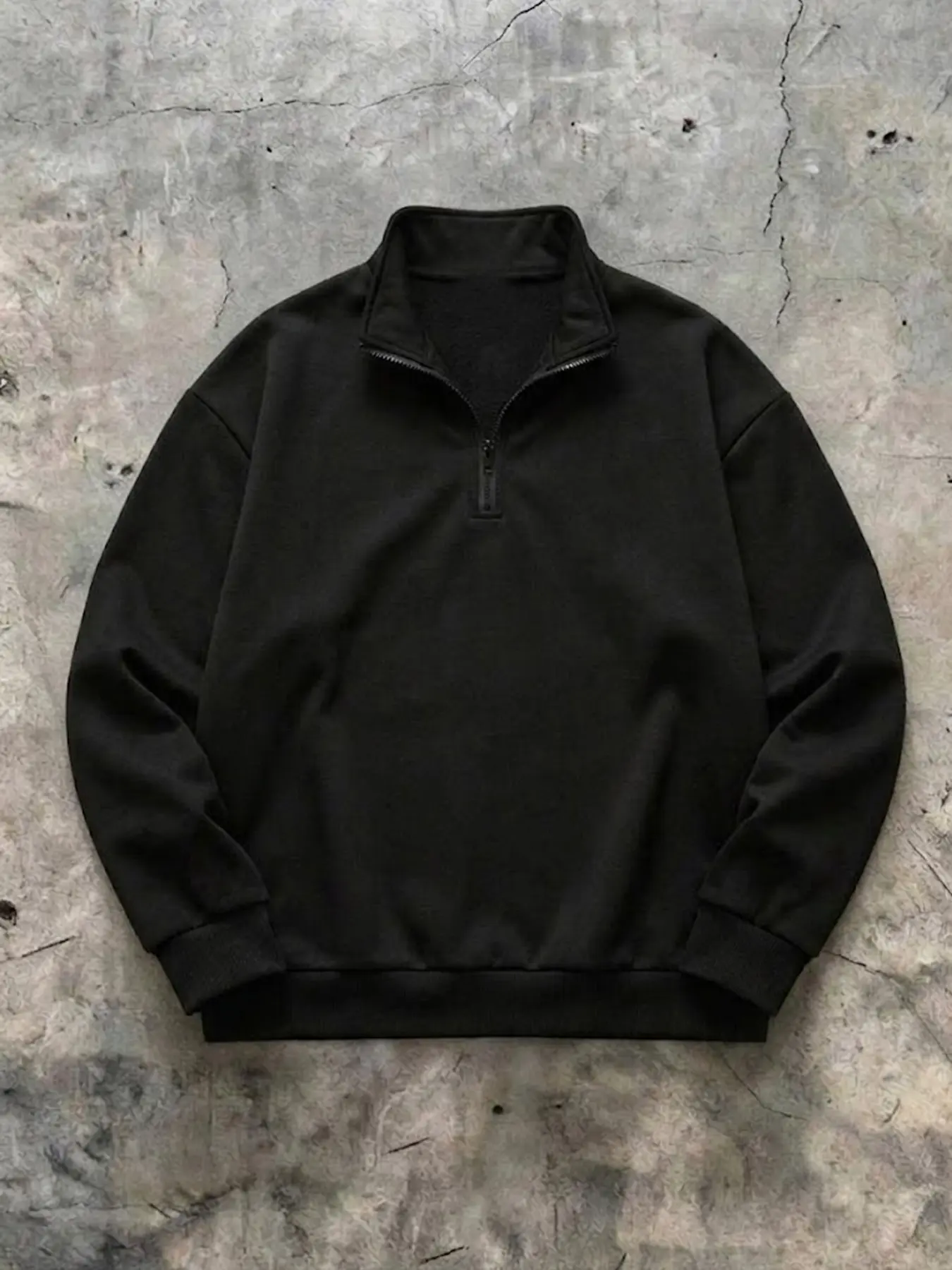 Men's Plain Half-Zip Hoodie, Long Sleeve Casual Fitted Pullover Sweatshirts for Spring & Fall, Stylish Autumn Fashion, Versatile Daily Wear