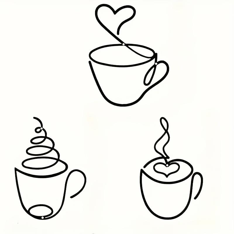 3-Piece Creative Coffee Wall Hanging Statue Decor, Wall Mounted Decor, Iron Art Craft for Cafe Interior, Home Decoration, Perfect Christmas Gift