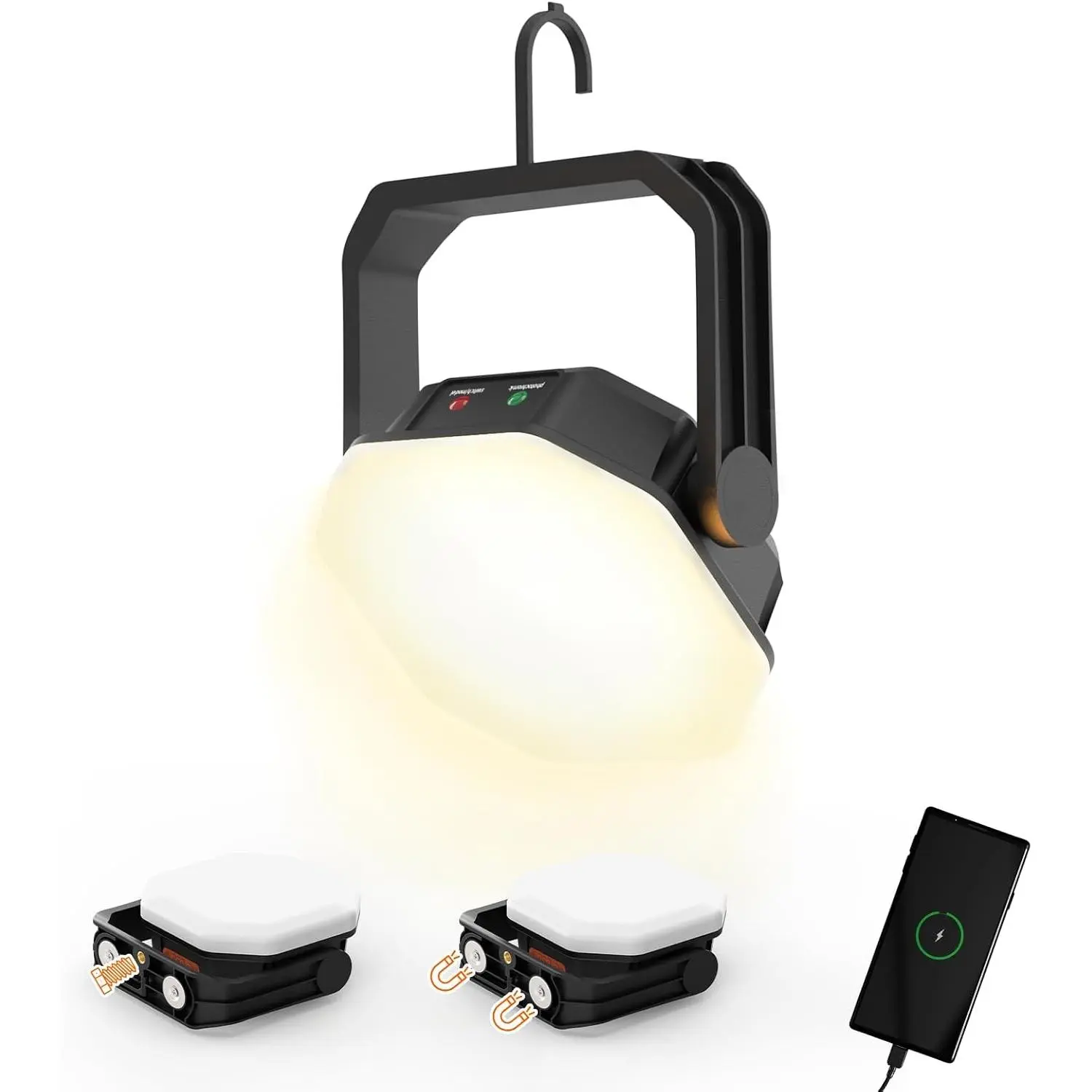 4000LM Rechargeable Hanging Camping Lantern with Magnet and 1/4"-20 UNC Threaded Mount, 3 Light Modes, 30W Portable Tent Light, IP65 Waterproof LED Flashlight for Fishing, the Man Cave, RV, Emergency
