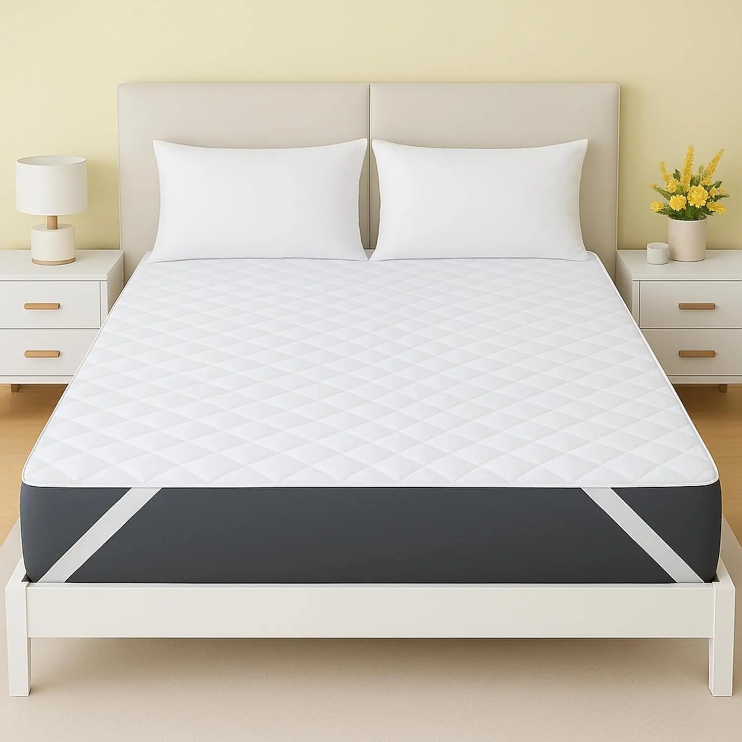 Washable Underpads Queen Size 60'' x 80'' - Waterproof Reusable Heavy Absorbency Incontinence Bed Pads with Straps - Bedwetting Mattress Protector for Adults, Kids, Elderly and Pets