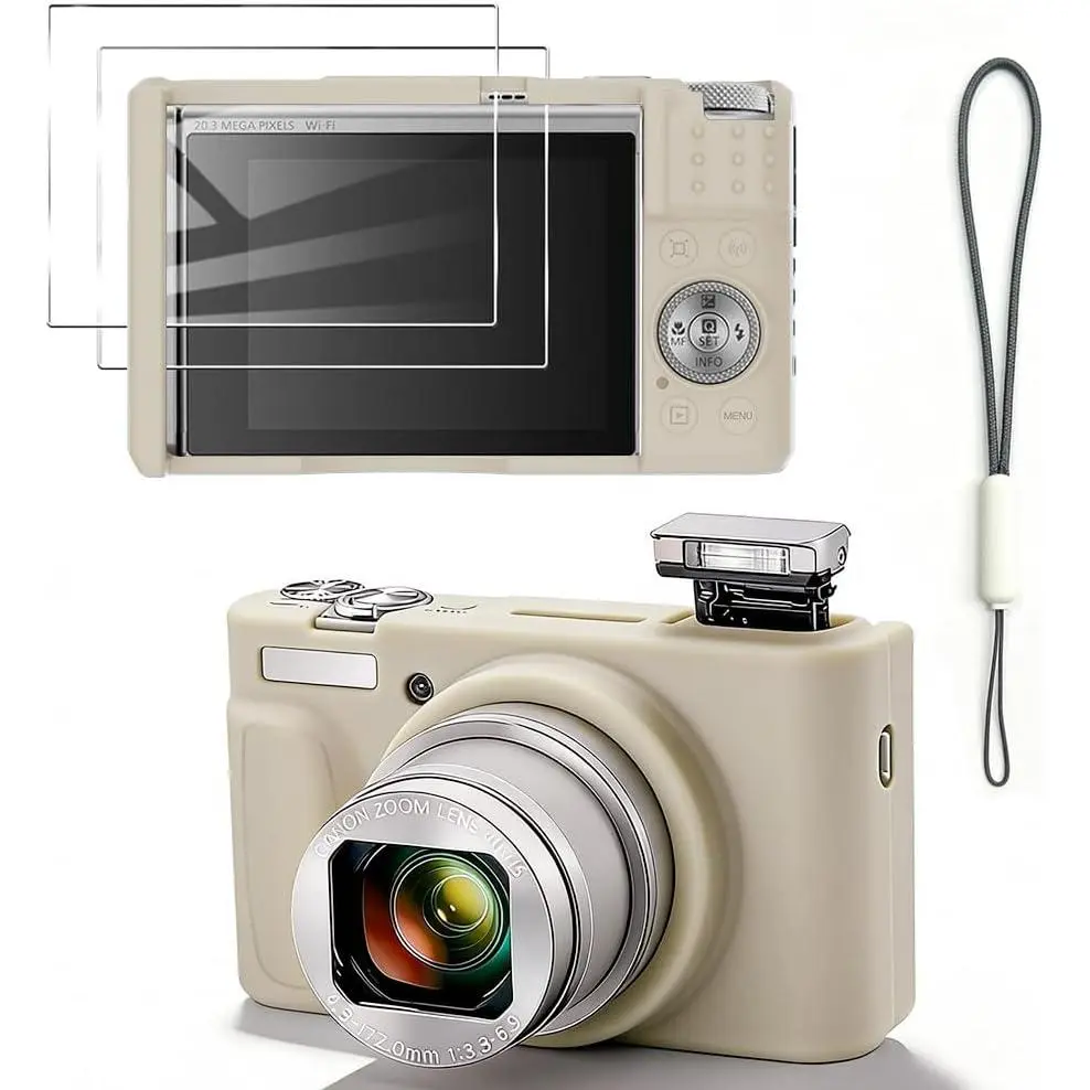 Case for  PowerShot SX740/SX730 HS with 2 count Screen Protector and Lanyard,Soft Anti-Scratch Camera Cover,Slim Fit Carrying Protective Camera   Sleeve -