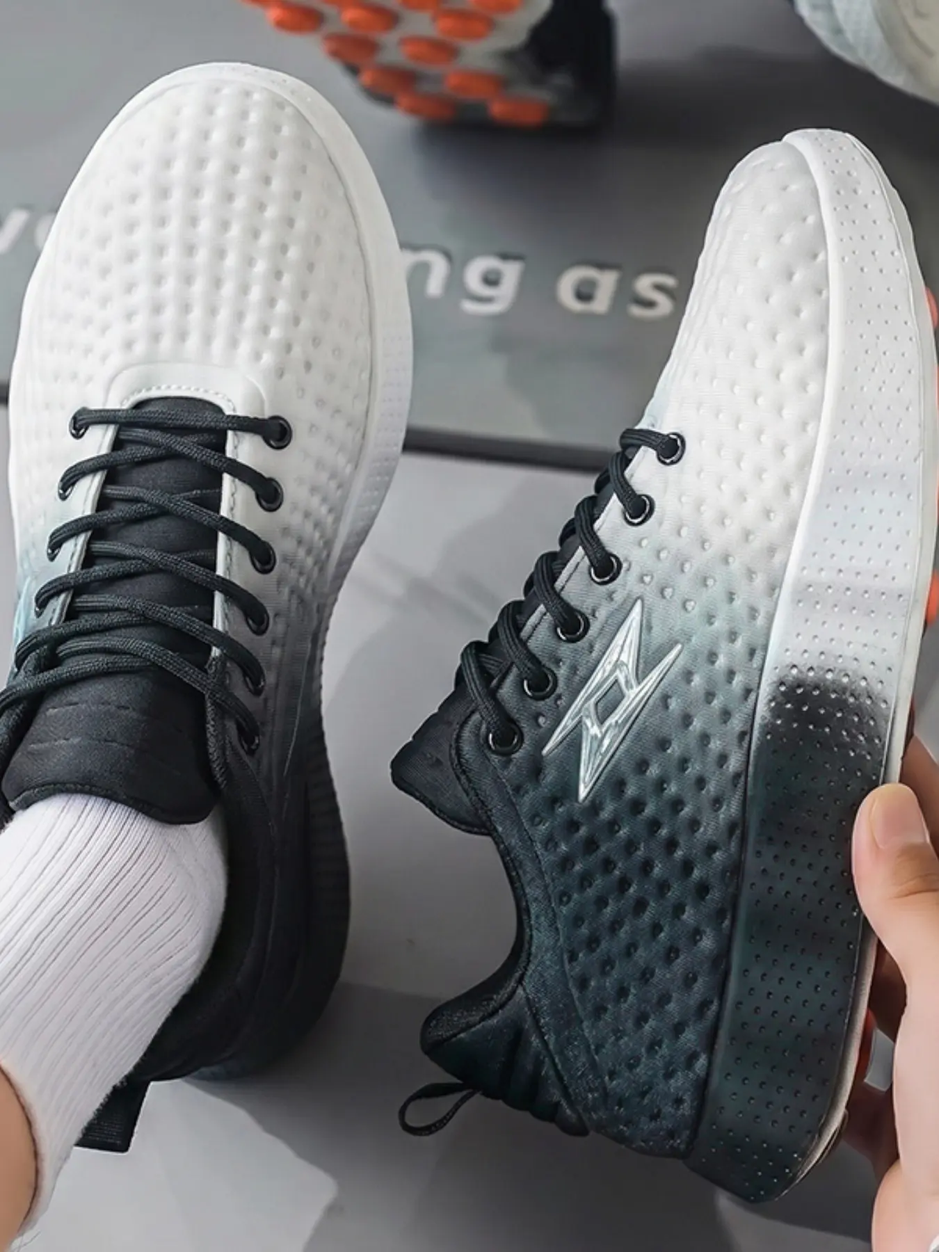 Sporty Casual Shoes, Thick Sole Versatile Shock Absorption Training Sneakers, Durable Grip Athletic Footwear for Daily Use