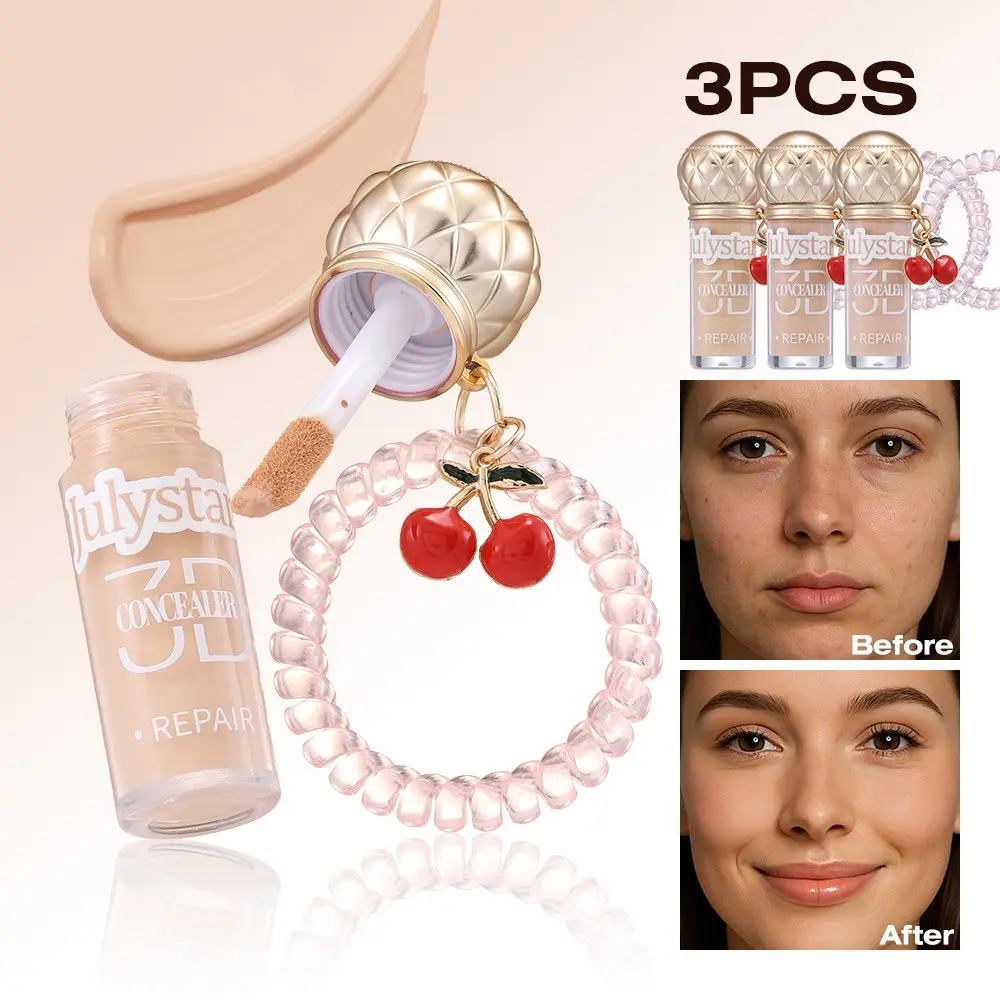 3 Pack Natural Flawless Matte Concealer, Lightweight Buildable Coverage, Ideal Primer Before Foundation, Detachable Ornament Included